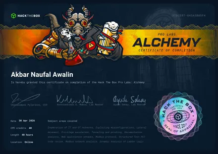 Alchemy completion certificate