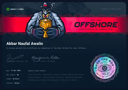 Offshore completion certificate